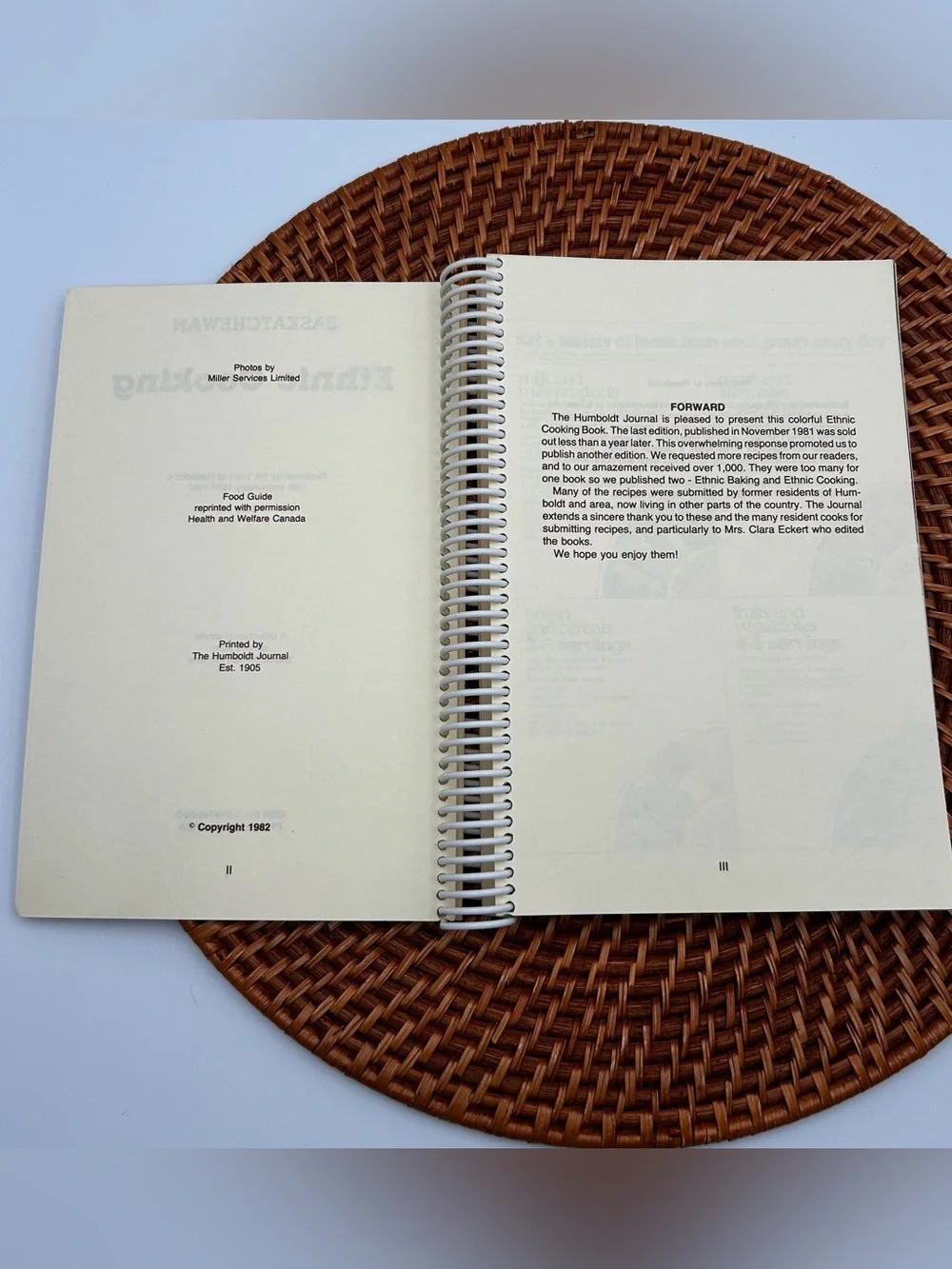 Vintage Saskatchewan Ethnic Cooking Cookbook Humboldt Canada Spiral 1982